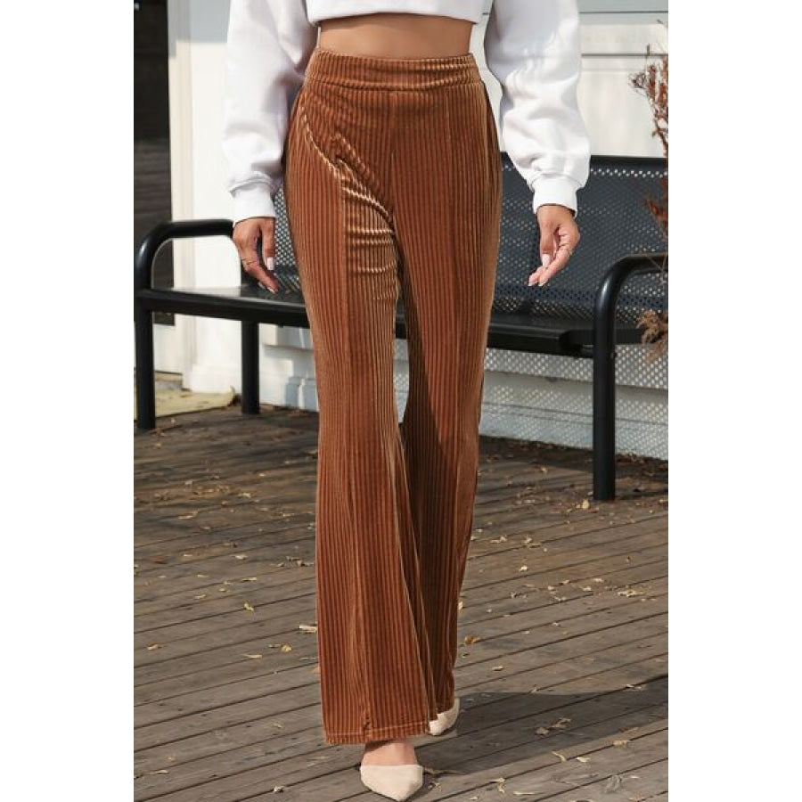 High Waist Corduroy Flare Pants Clothing