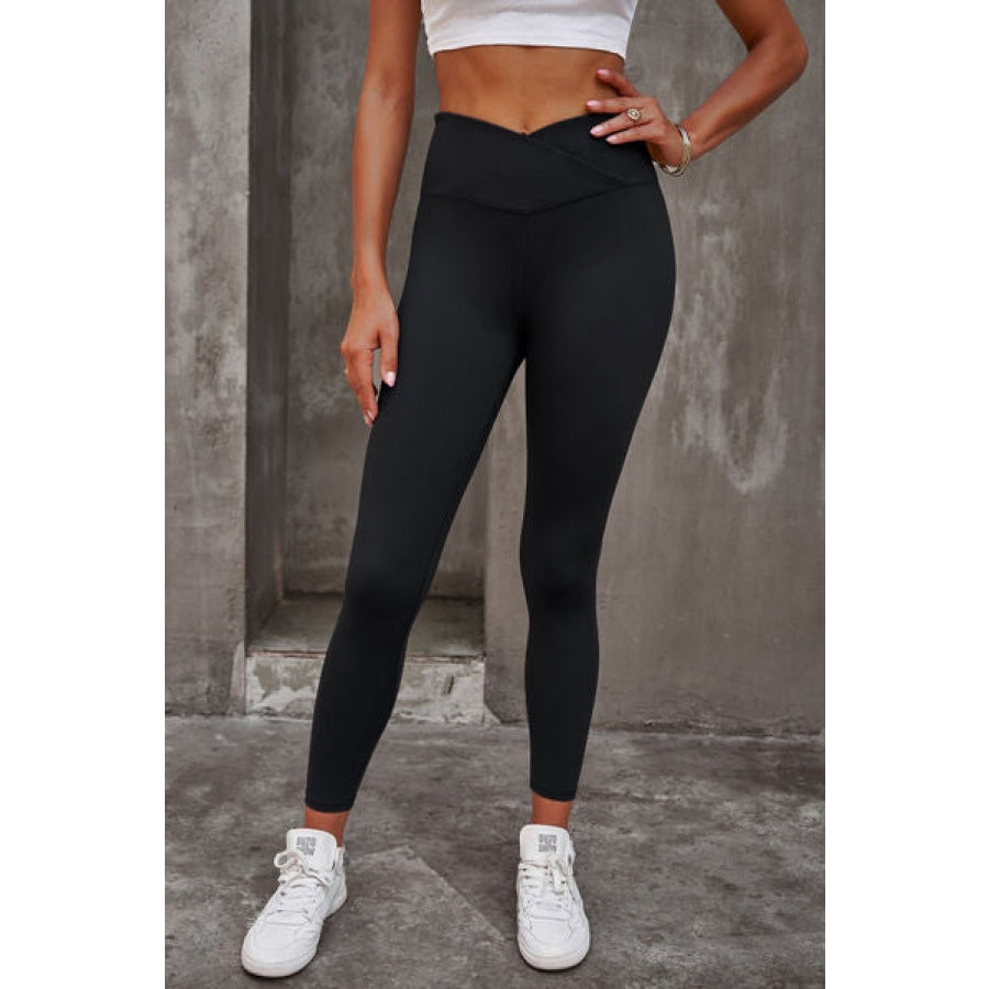 High Waist Crisscross Leggings Black / M Clothing