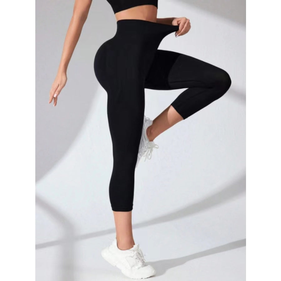 High Waist Cropped Active Leggings Apparel and Accessories