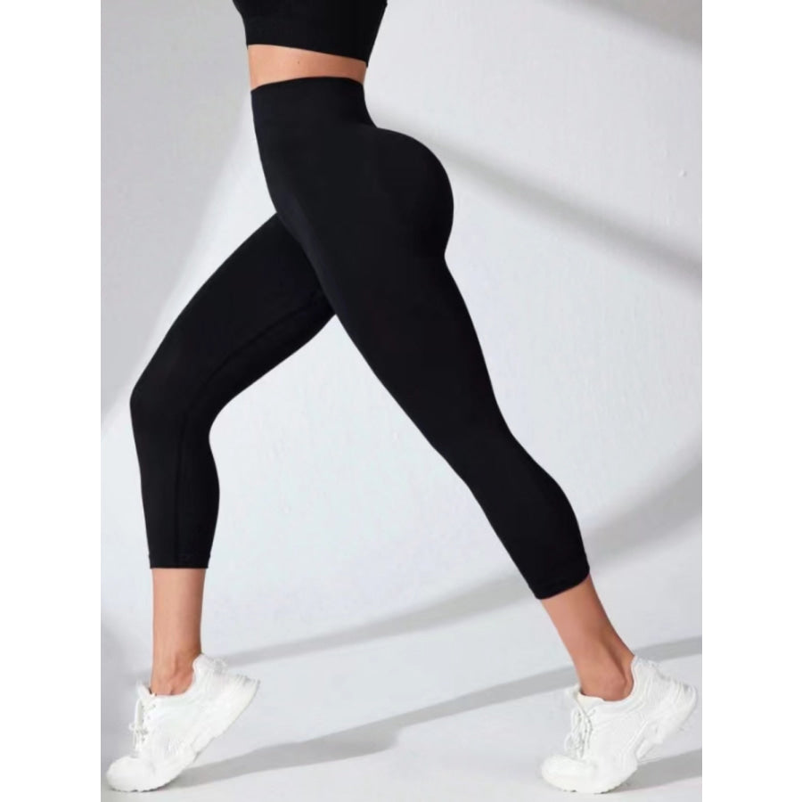 High Waist Cropped Active Leggings Apparel and Accessories