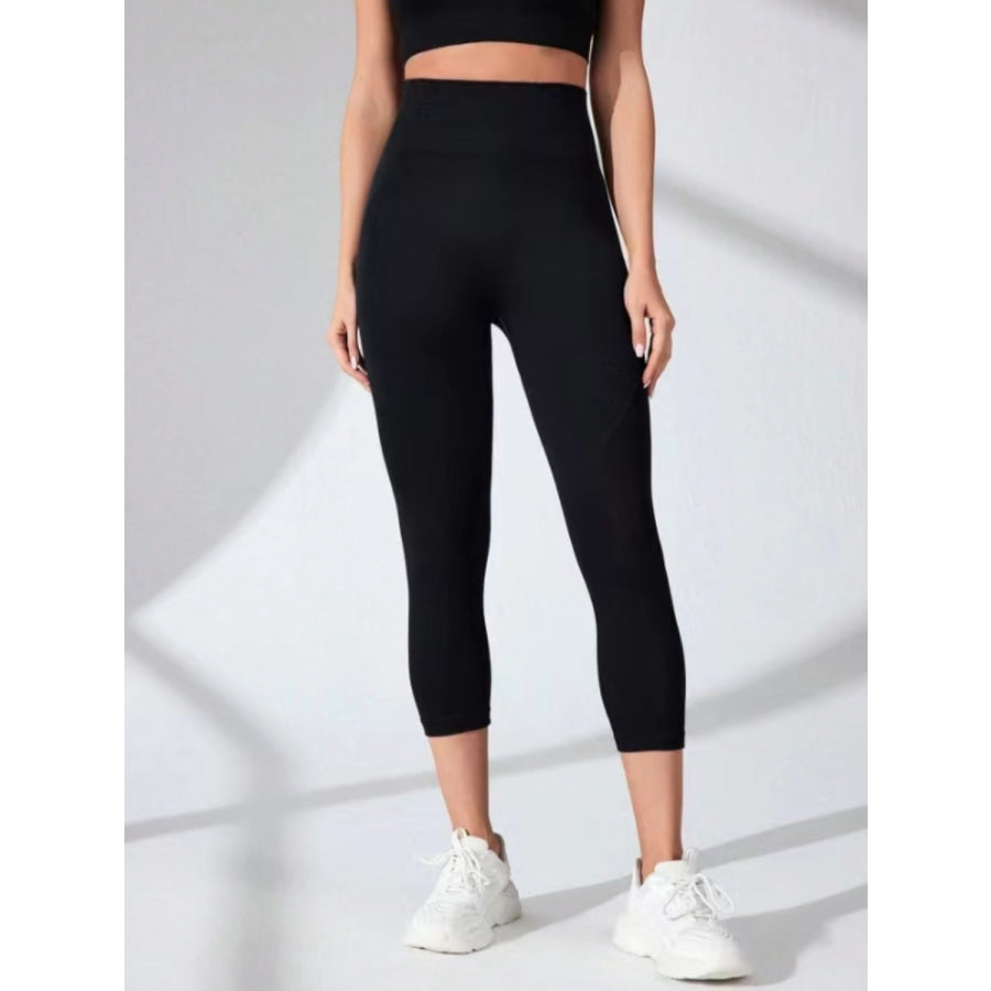 High Waist Cropped Active Leggings Black / S Apparel and Accessories