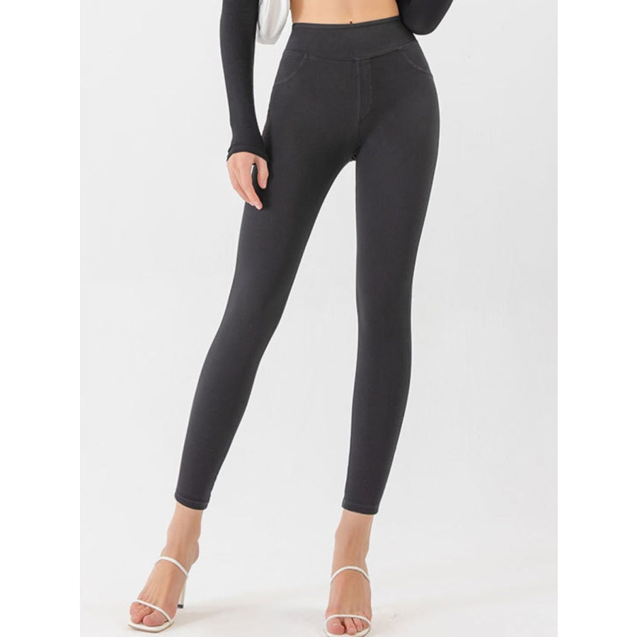 High Waist Cropped Active Leggings Charcoal / XS