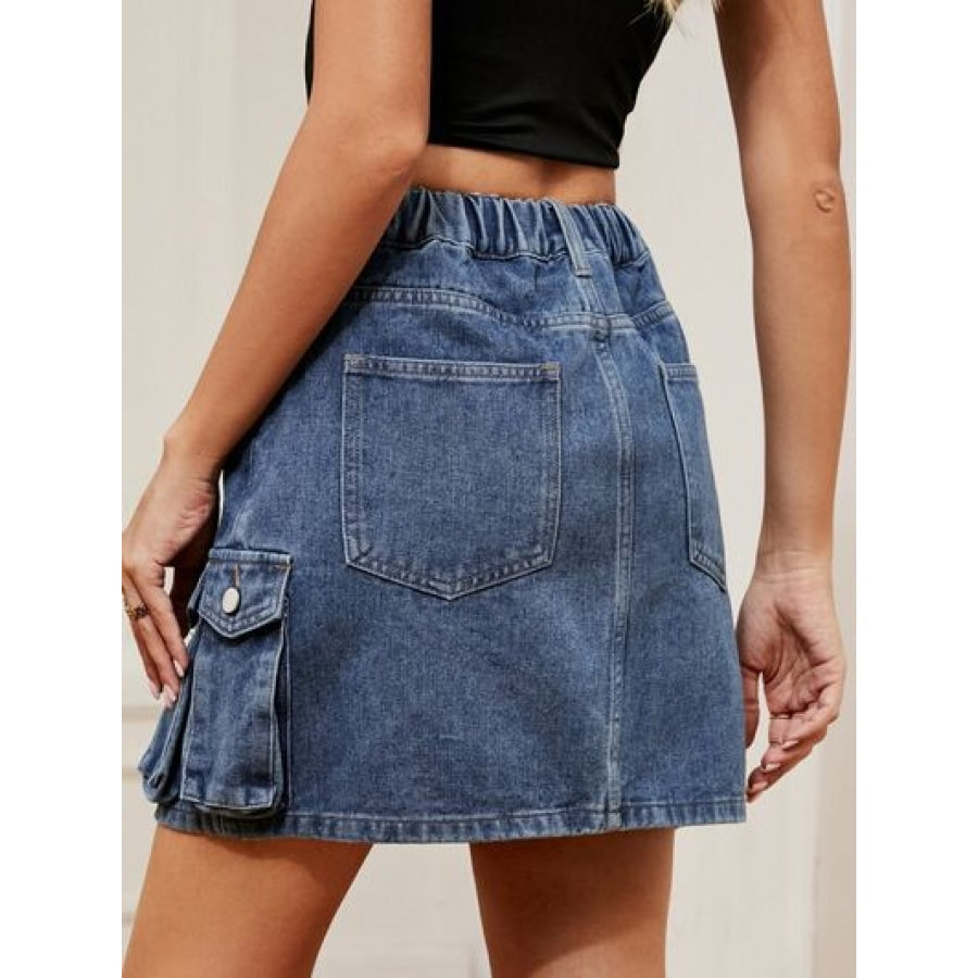 High Waist Denim Skirt Apparel and Accessories