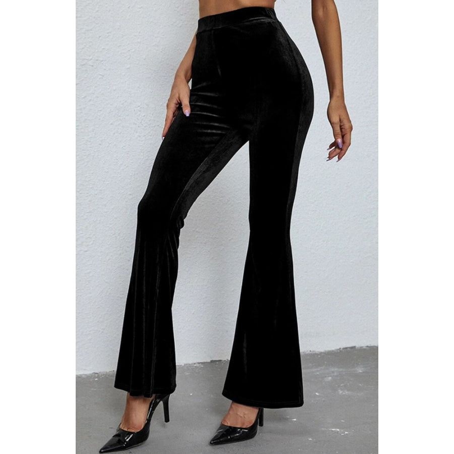 High Waist Flare Leg Pants Black / S