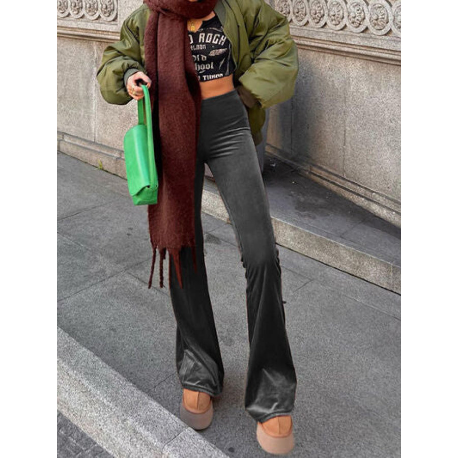 High Waist Flare Pants Black / S Apparel and Accessories