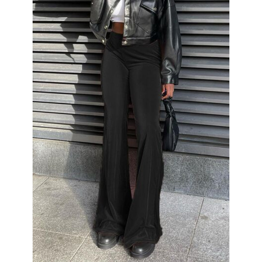 High Waist Flare Pants Black / S Apparel and Accessories