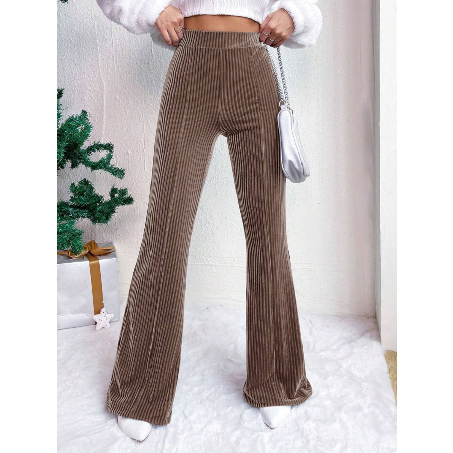 High Waist Flare Pants Camel / S Apparel and Accessories