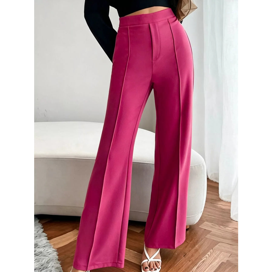 High Waist Flare Pants Cerise / S Apparel and Accessories