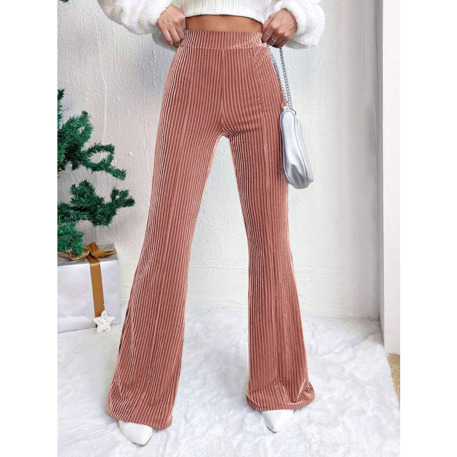 High Waist Flare Pants Dusty Pink / S Apparel and Accessories