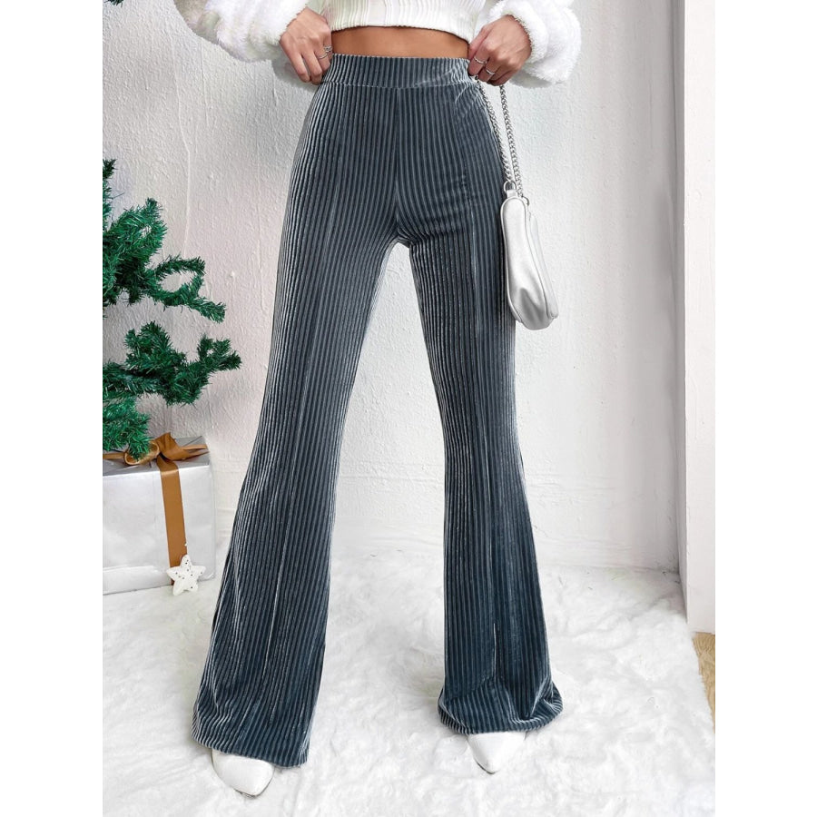 High Waist Flare Pants French Blue / S Apparel and Accessories