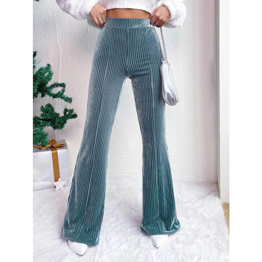 High Waist Flare Pants Teal / S Apparel and Accessories