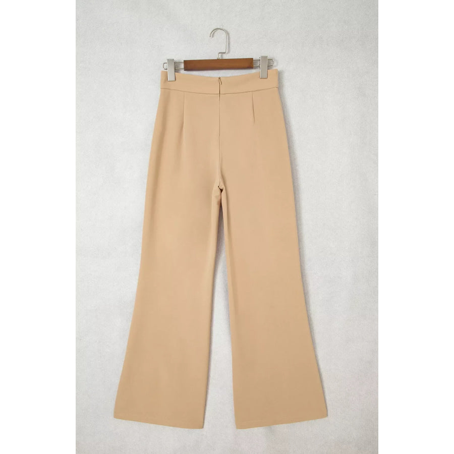 High Waist Full Length Regular Fit Pants Apparel and Accessories