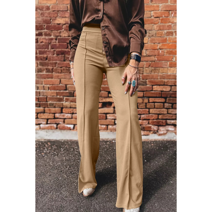 High Waist Full Length Regular Fit Pants Apparel and Accessories
