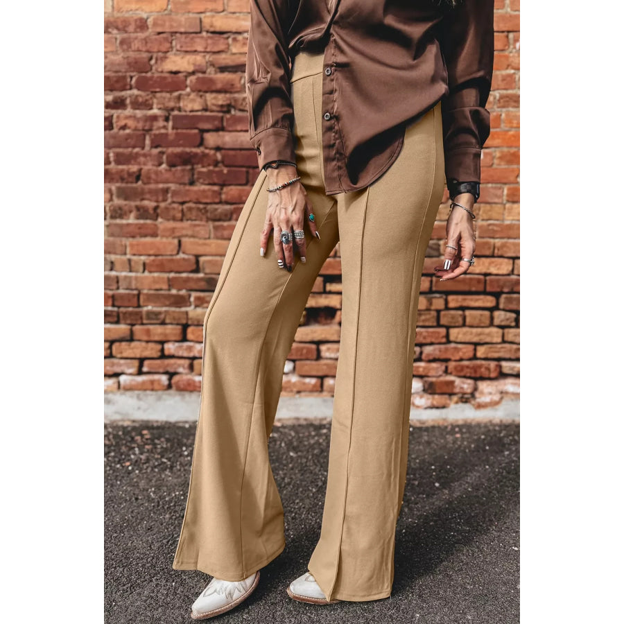 High Waist Full Length Regular Fit Pants Apparel and Accessories