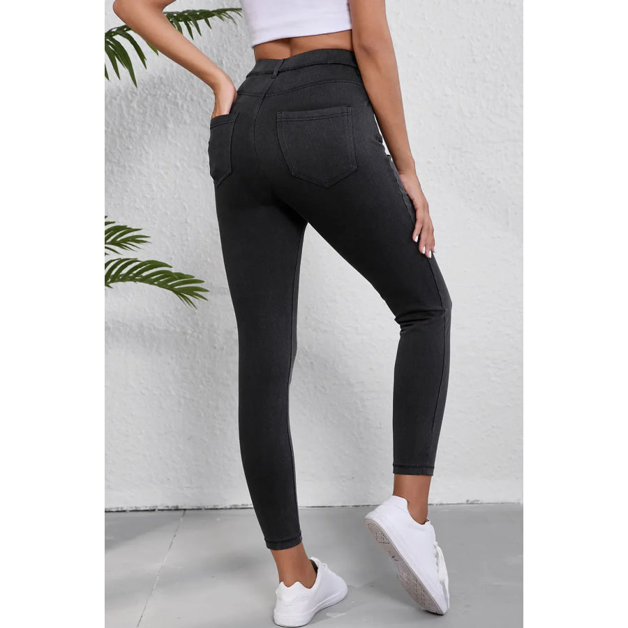 High Waist Jeans with Pockets Apparel and Accessories