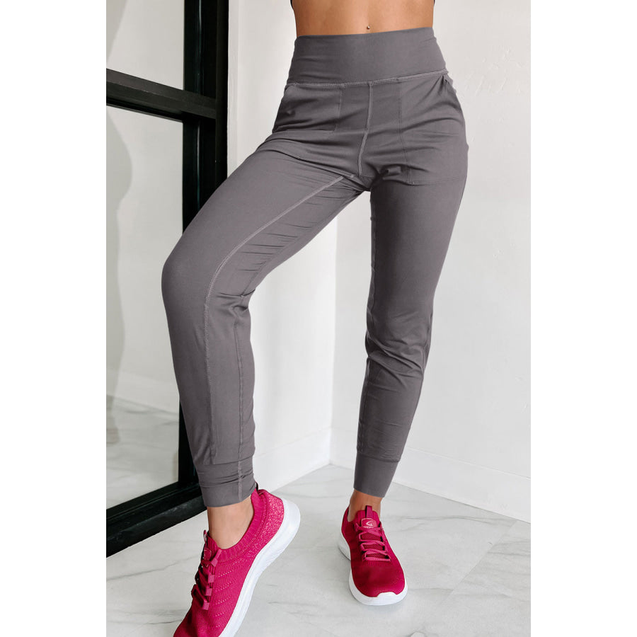 High Waist Joggers with Pockets Dark Gray / S Apparel and Accessories