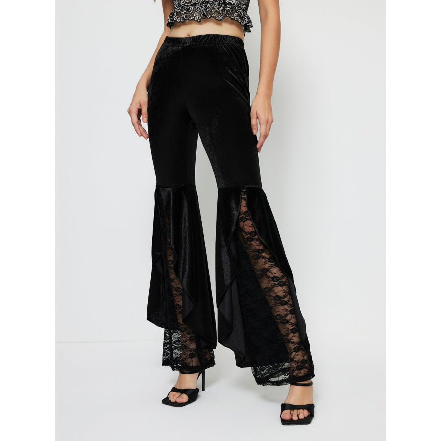 High Waist Lace Flare Pants Apparel and Accessories