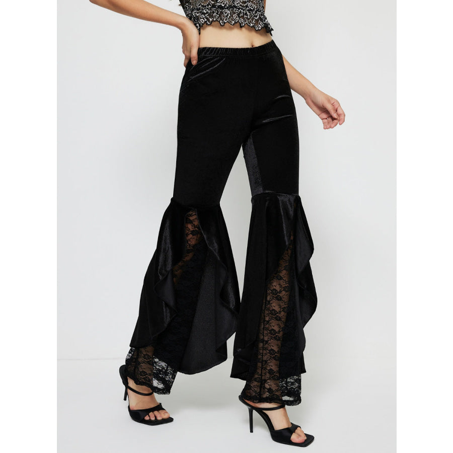 High Waist Lace Flare Pants Apparel and Accessories