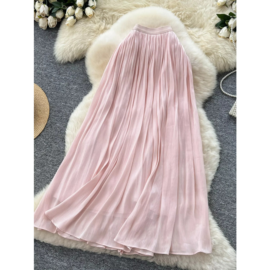 High Waist Maxi Skirt Pink / One Size Apparel and Accessories