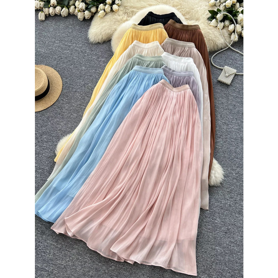 High Waist Maxi Skirt Pink / One Size Apparel and Accessories