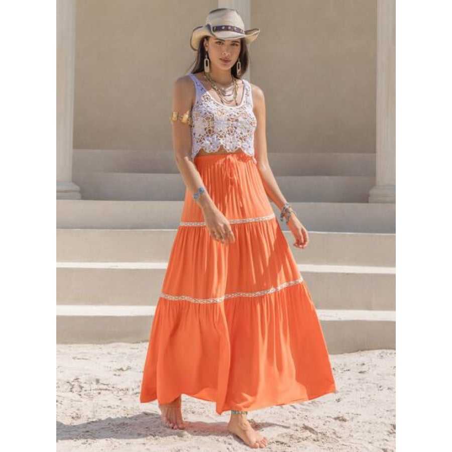 High Waist Maxi Tiered Skirt Apparel and Accessories