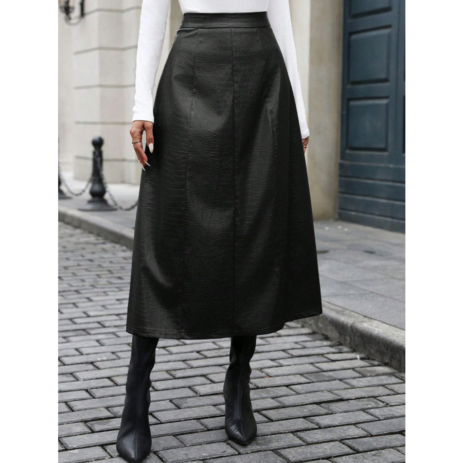 High Waist Midi Skirt Black / XS Apparel and Accessories