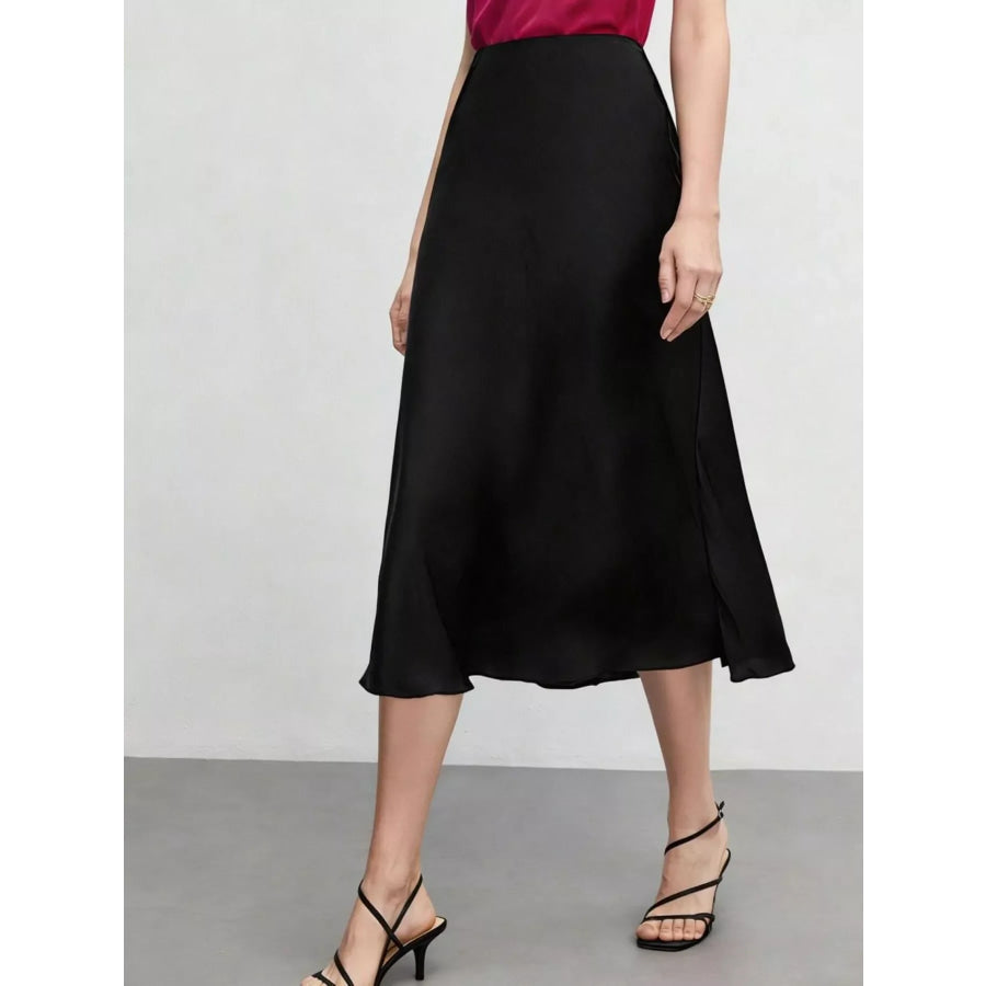High Waist Midi Skirt Black / XS Apparel and Accessories