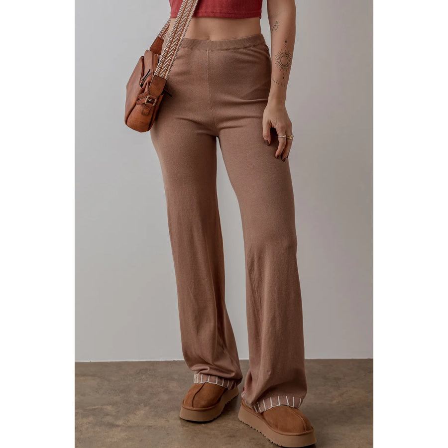 High Waist Pants Brown / S Apparel and Accessories