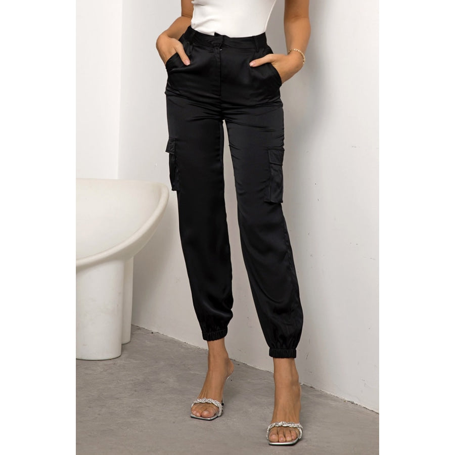 High Waist Pants with Pockets Black / XS