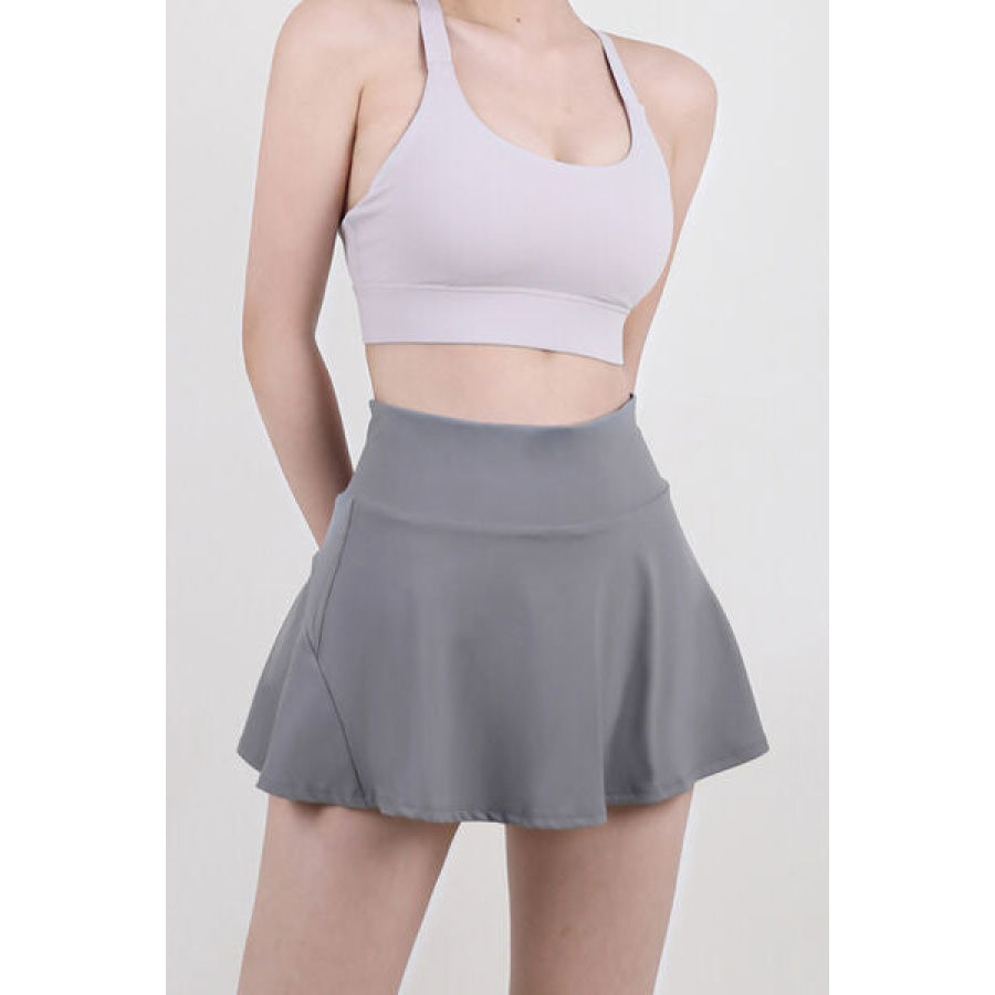 High Waist Pleated Active Skirt Charcoal / S Apparel and Accessories