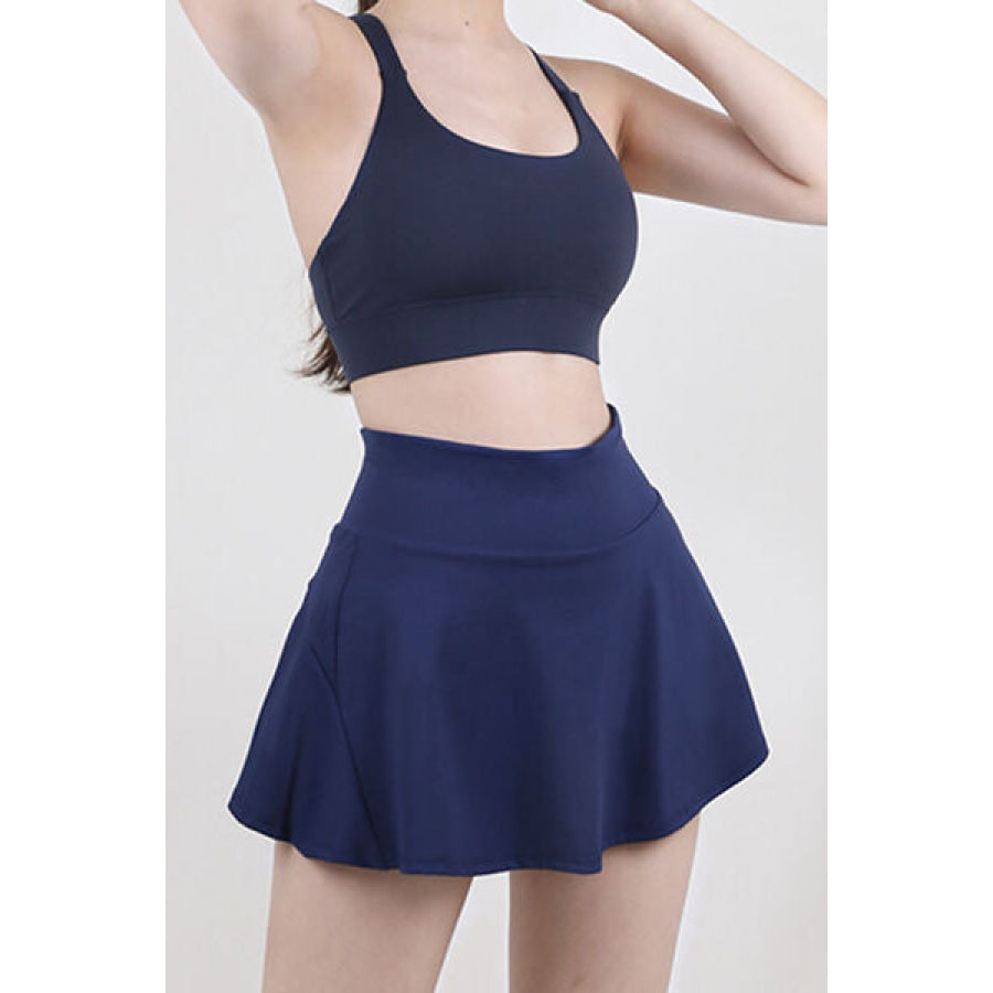 High Waist Pleated Active Skirt Dark Navy / S Apparel and Accessories