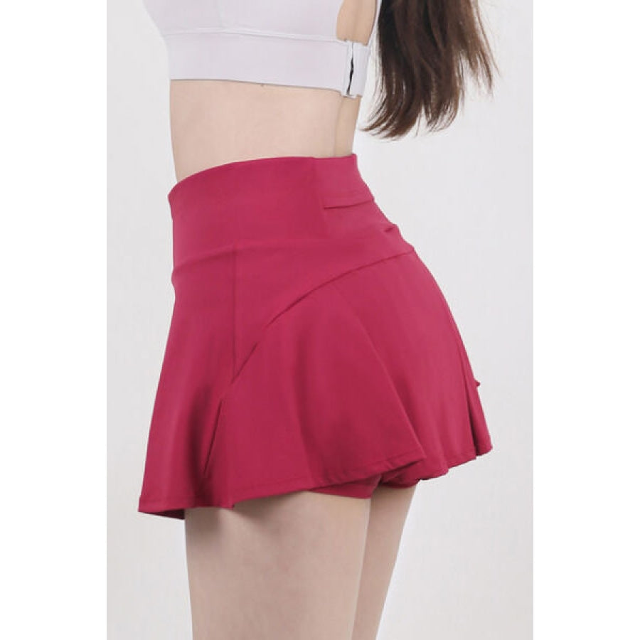 High Waist Pleated Active Skirt Deep Rose / S Apparel and Accessories