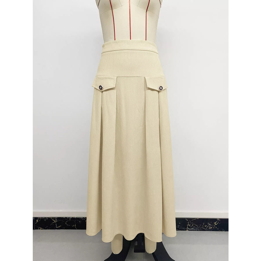 High Waist Pleated Midi Skirt Apparel and Accessories