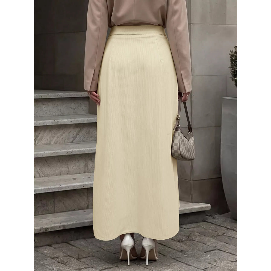 High Waist Pleated Midi Skirt Apparel and Accessories