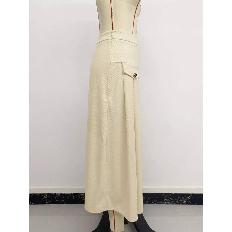 High Waist Pleated Midi Skirt Apparel and Accessories