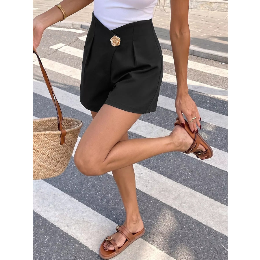 High Waist Pleated Shorts Apparel and Accessories