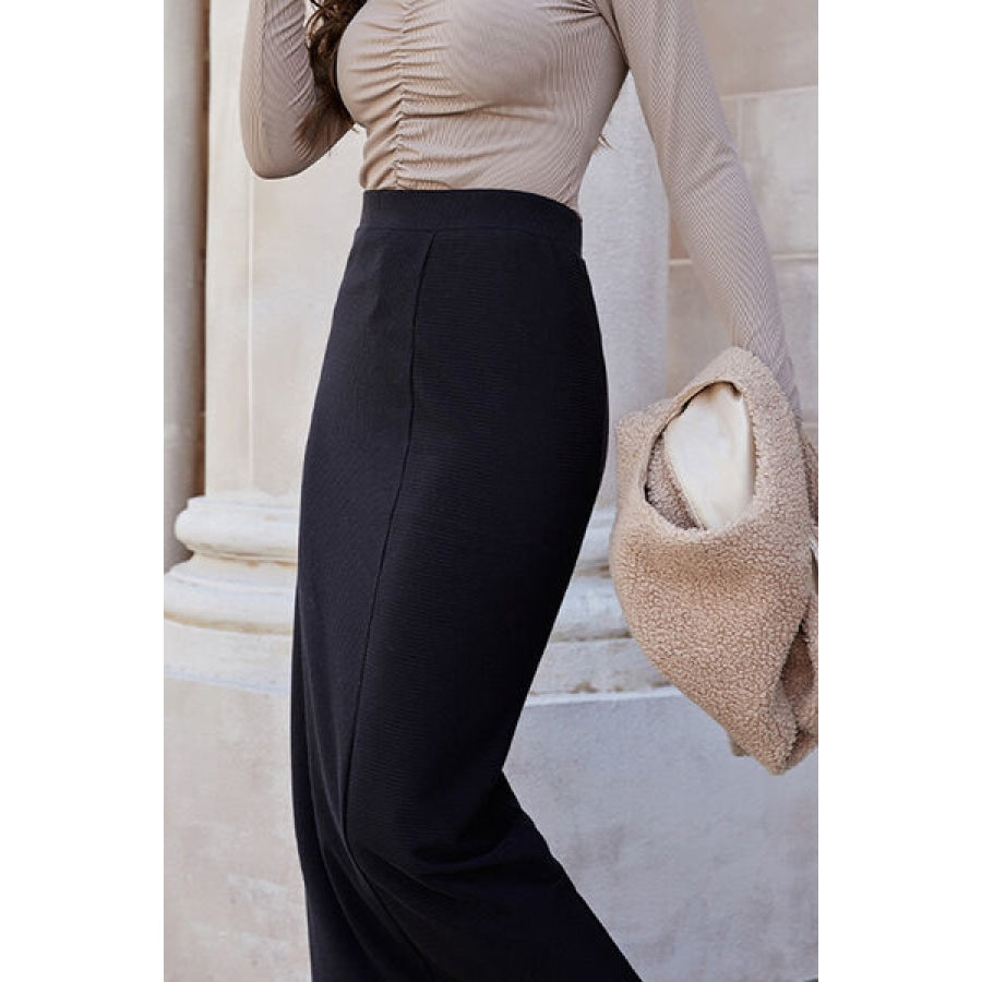 High Waist Pull-On Midi Skirt Clothing
