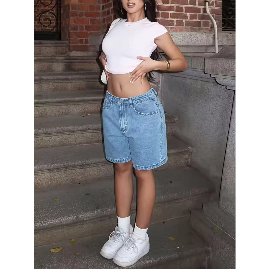 High Waist Relaxed Fit Denim Shorts Apparel and Accessories
