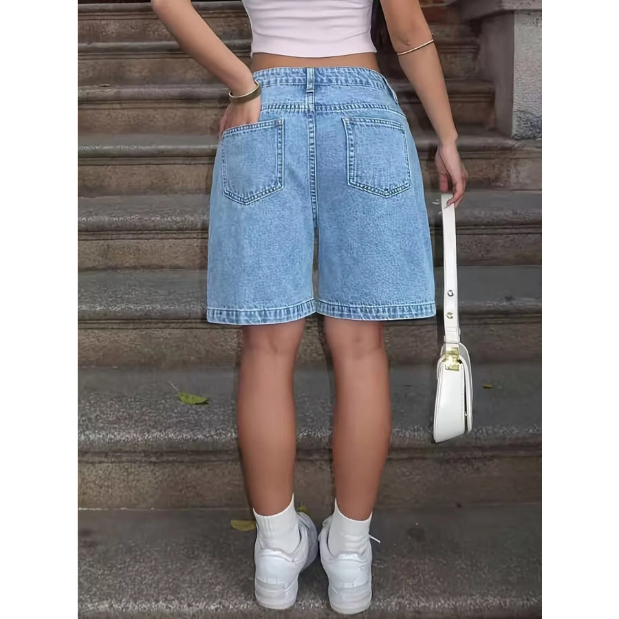 High Waist Relaxed Fit Denim Shorts Apparel and Accessories