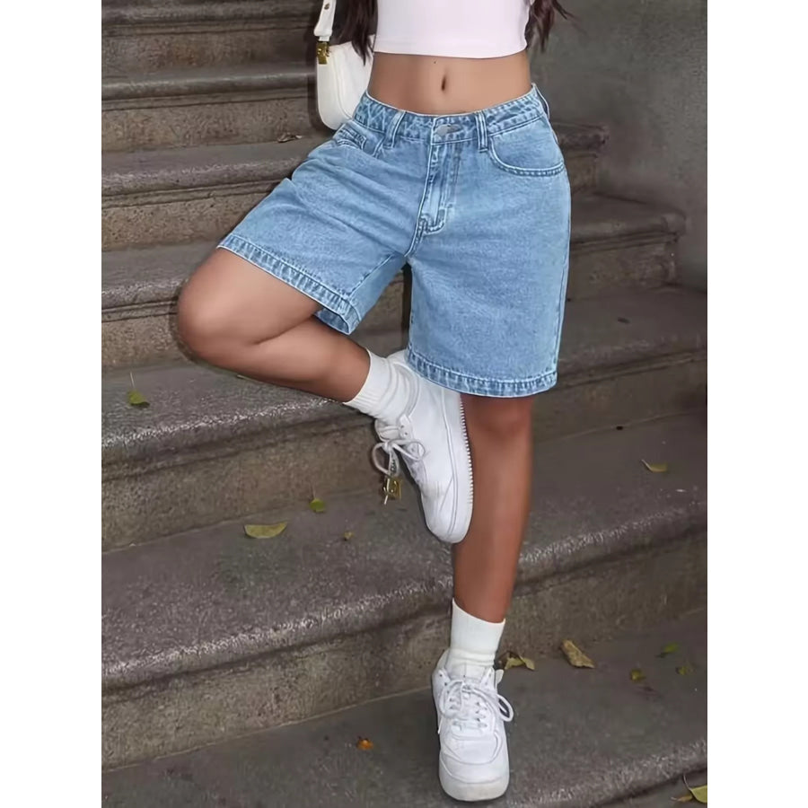 High Waist Relaxed Fit Denim Shorts Apparel and Accessories
