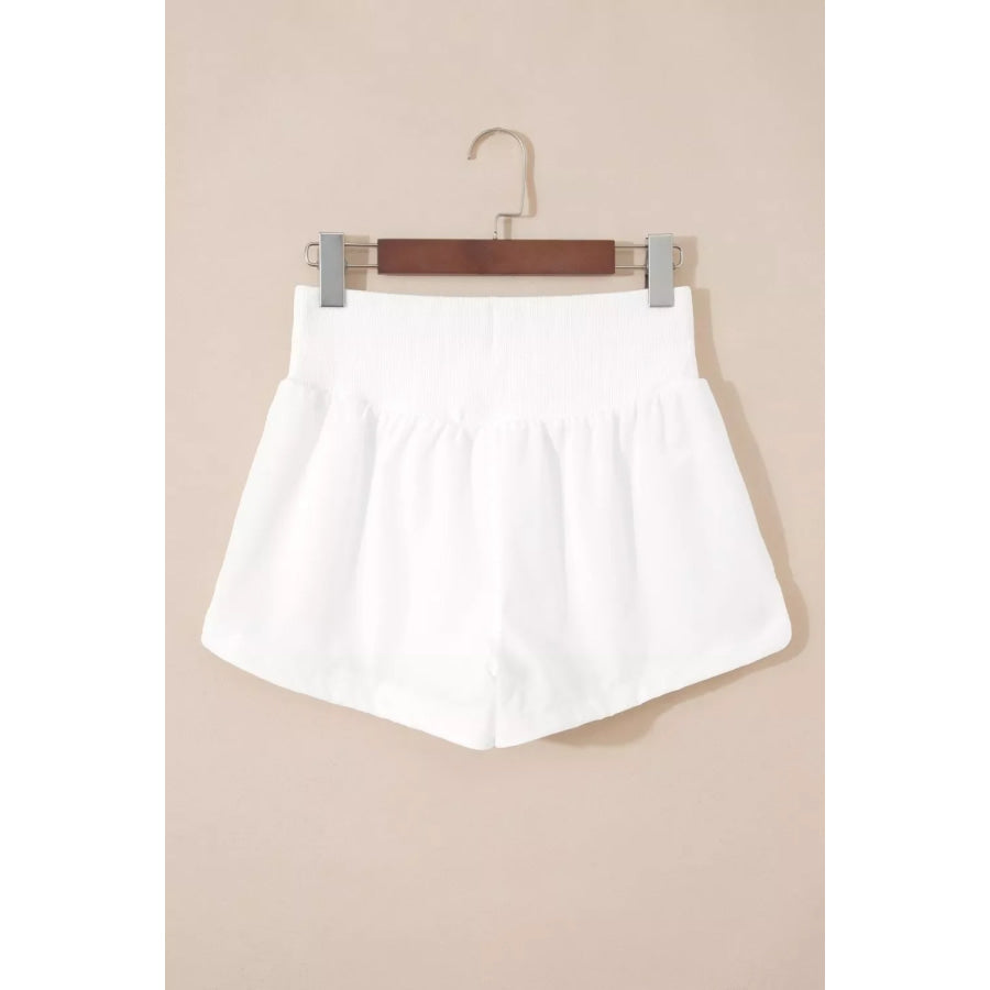 High Waist Ribbed Waistband Shorts Apparel and Accessories