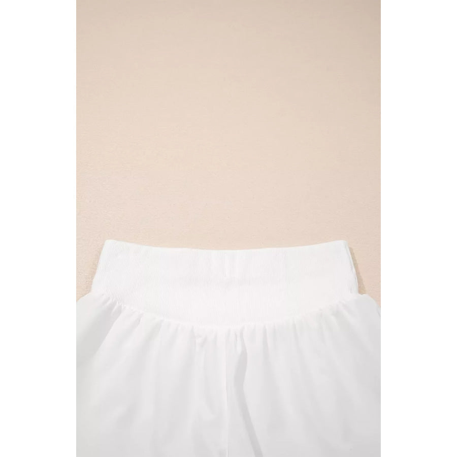 High Waist Ribbed Waistband Shorts Apparel and Accessories