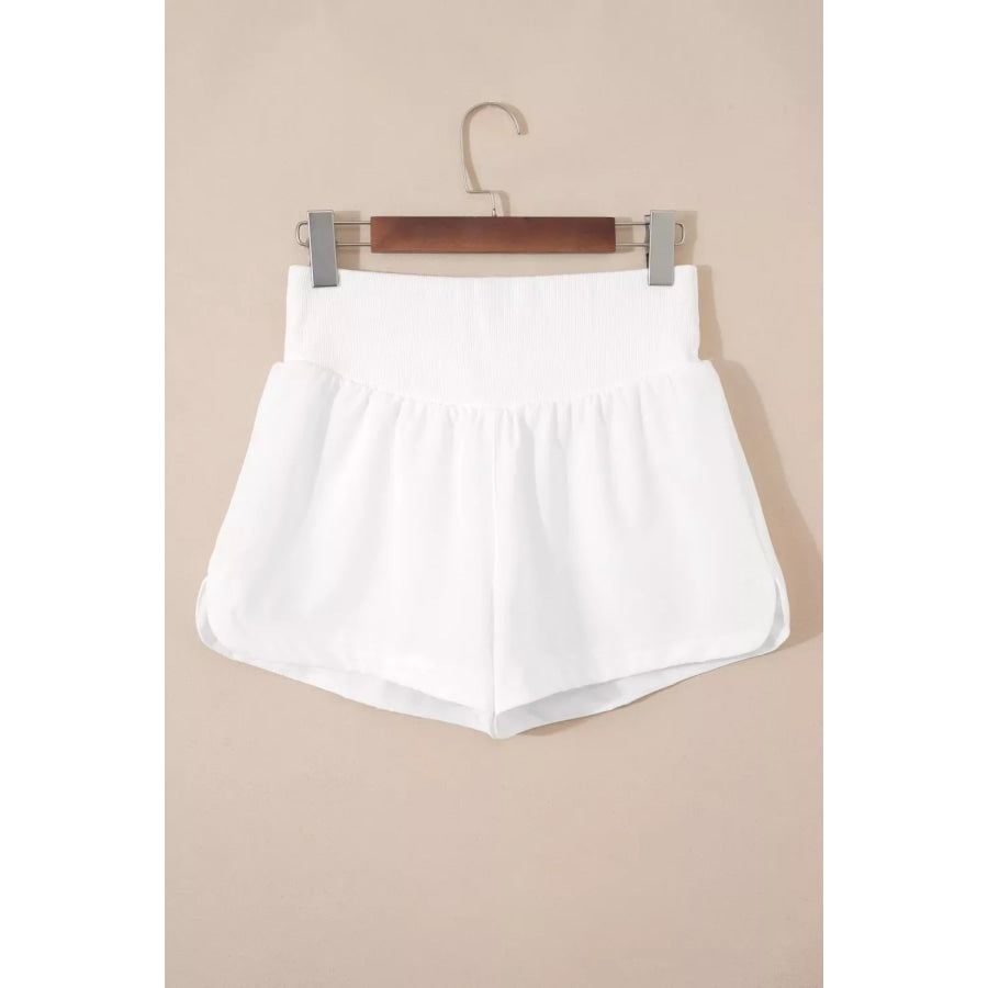 High Waist Ribbed Waistband Shorts Apparel and Accessories