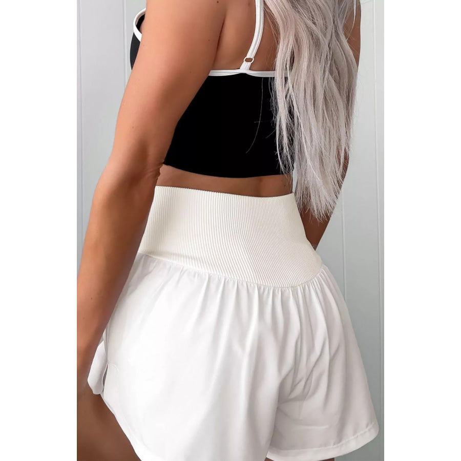 High Waist Ribbed Waistband Shorts Apparel and Accessories