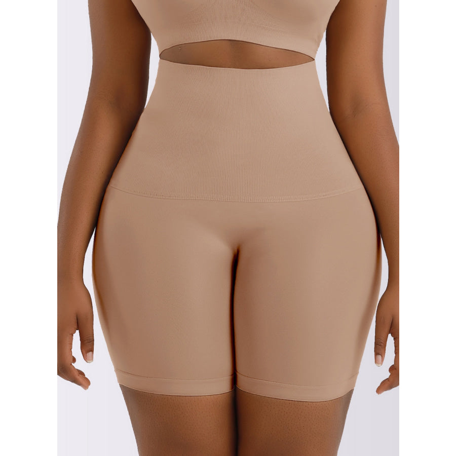 High Waist Shaping Shorts Tan / XS Apparel and Accessories