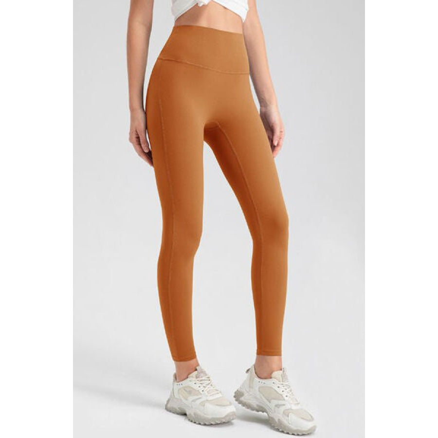 High Waist Skinny Active Pants Caramel / S Clothing