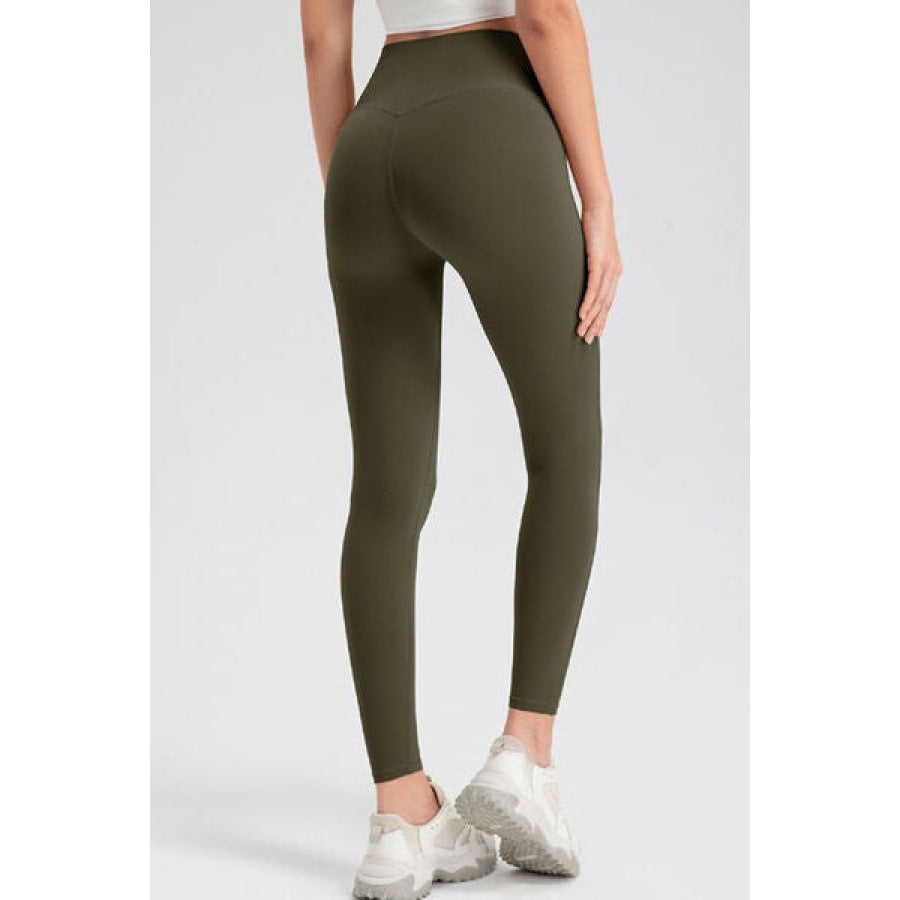 High Waist Skinny Active Pants Moss / S Clothing