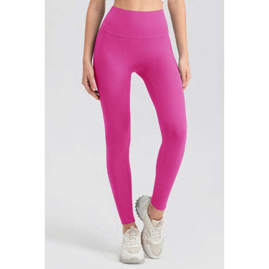 High Waist Skinny Active Pants Fuchsia Pink / S Clothing