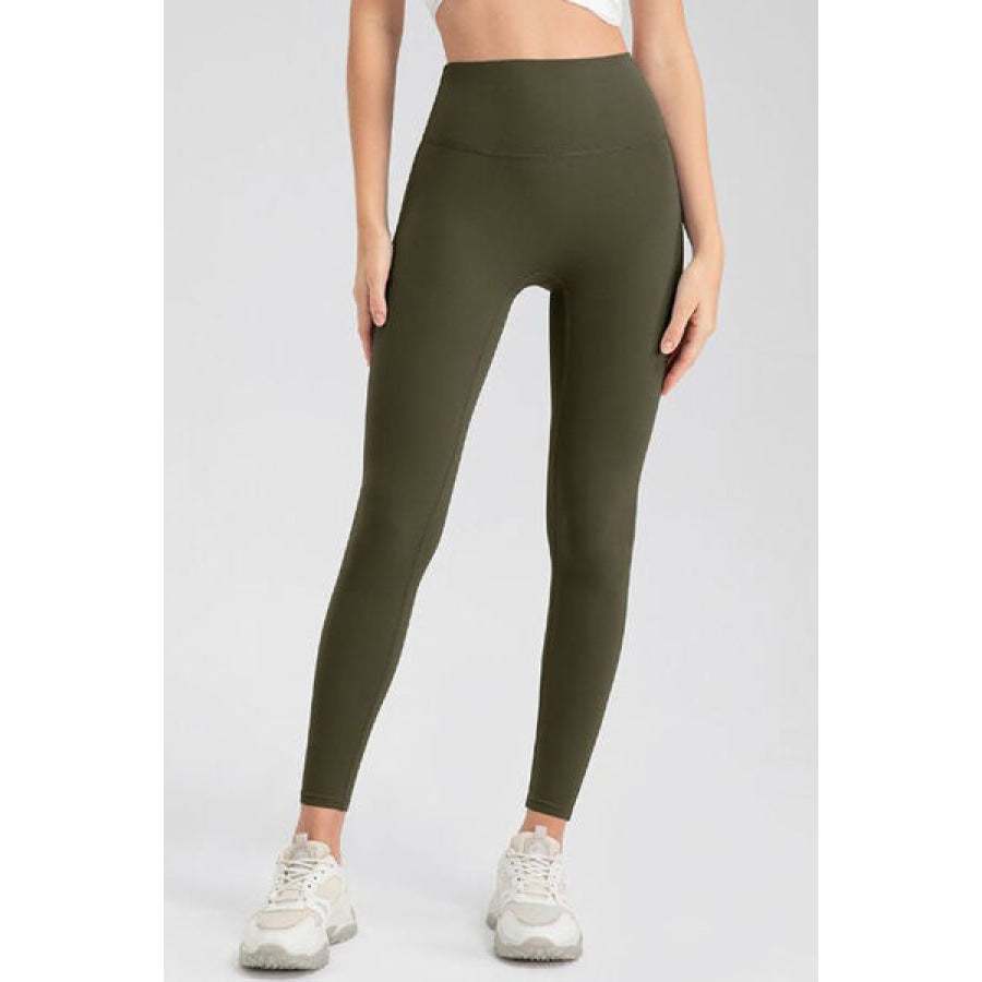 High Waist Skinny Active Pants Moss / S Clothing