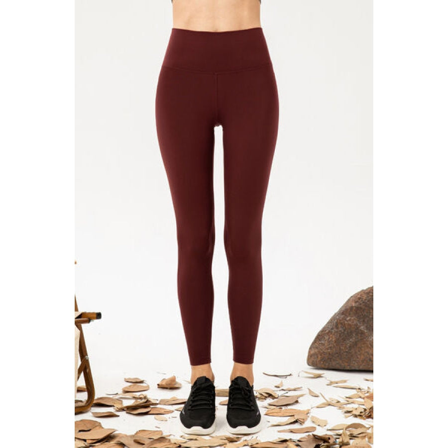 High Waist Skinny Active Pants Wine / XS Clothing